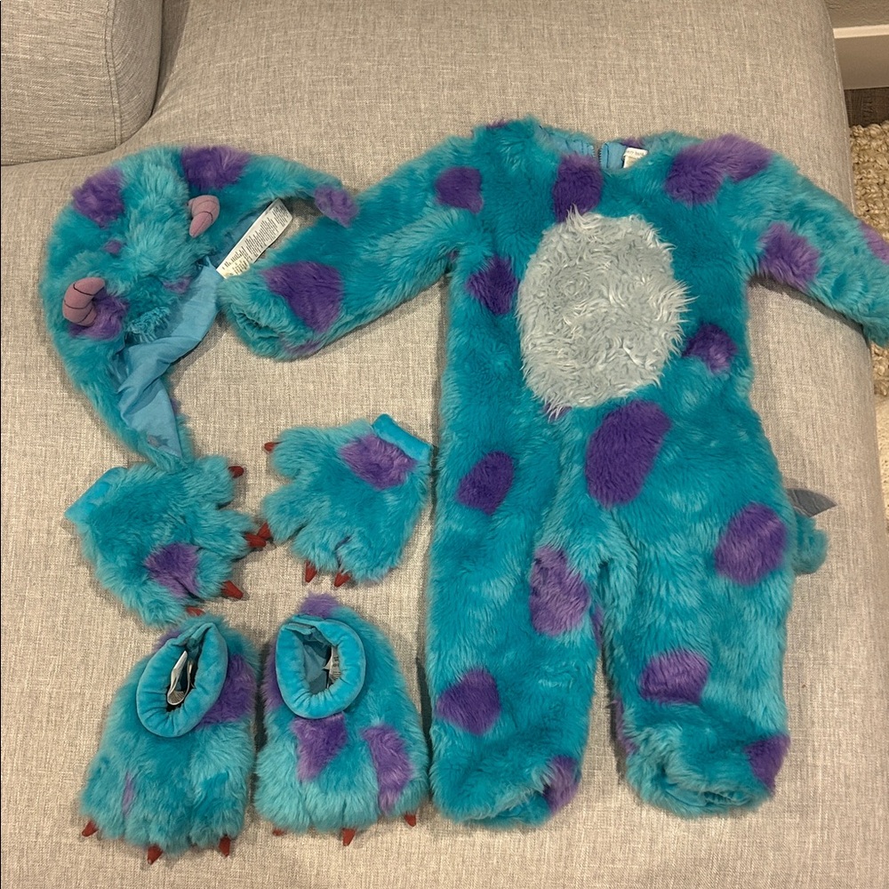 Pottery Barn Kids Teal & Purple Monster Faux Fur Costume Set